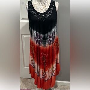 Exist umbrella sleeveless palm design summer Dress